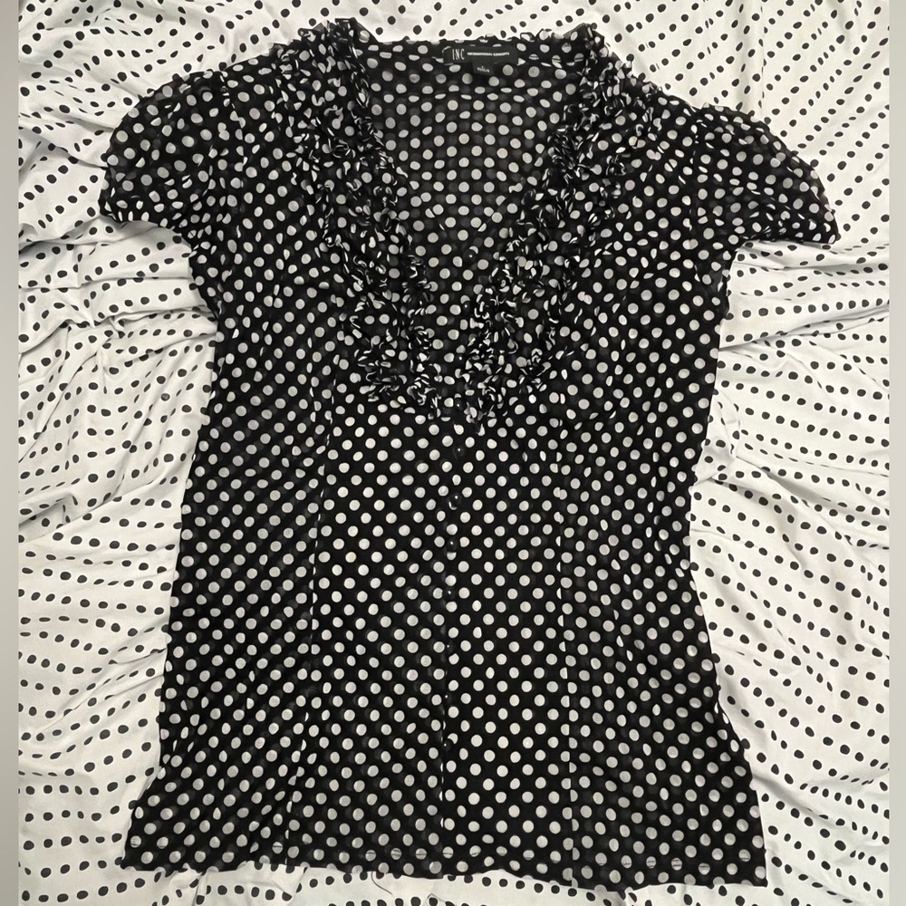 INC International Concepts Polka Dot Buttoned Women’s Blouse